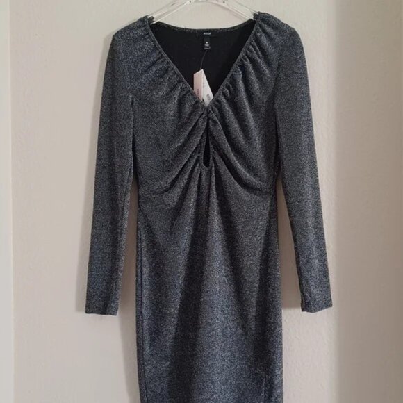 Bloomingdale's Metallic Mini Dress Silver/Black L NWT New Years 🎉🥂 - Picture 3 of 13